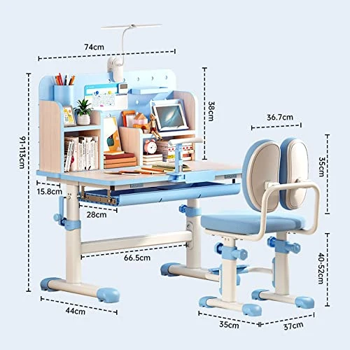 Kids Desk And Chair, Height Adjustable Children School Study Desk With 0-60° Tilt Desktop, Built-in Bookshelf, For 3-18 Year Old Kids Bedroom Furniture, Easy To Scrub Graffiti Painting Desktop ( Color 2 Kids Desk And Chair, Height Adjustable Children School Study Desk With 0-60° Tilt Desktop, Built-in Bookshelf, For 3-18 Year Old Kids Bedroom Furniture, Easy To Scrub Graffiti Painting Desktop ( Color - Image 2
