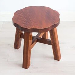 D&L Solid Wood Vintage Footstool, Creative Home Living Room Seat Stool Round 4 Legs Wooden Shoe Stool-A L28xW28xH27cm -Best Furniture Store 51gDoem3B1L. AC
