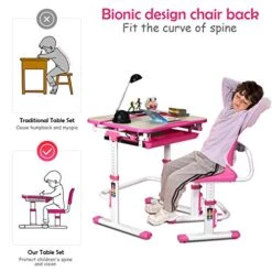 ARLIME Kids Desk And Chair Set, Height Adjustable Children Study Desk W/Tilt Desktop, Pull Out Storage Drawer & Metal Hook, Kids Study Desk And Chair Set For Boys & Girls (Pink) 13 ARLIME Kids Desk And Chair Set, Height Adjustable Children Study Desk W/Tilt Desktop, Pull Out Storage Drawer & Metal Hook, Kids Study Desk And Chair Set For Boys & Girls (Pink) -Best Furniture Store 51gE42pYfNL