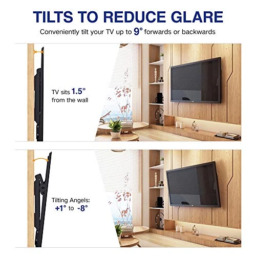 Rentliv TV Mount For Most 26-55 Inches TVs, Universal Tilt TV Wall Mount Fits 8", 12", 16" Wood Studs With Loading 110 Lbs & Max VESA 400x400mm, Low Profile Wall Mount Bracket Tilting 2 Rentliv TV Mount For Most 26-55 Inches TVs, Universal Tilt TV Wall Mount Fits 8", 12", 16" Wood Studs With Loading 110 Lbs & Max VESA 400x400mm, Low Profile Wall Mount Bracket Tilting - Image 2