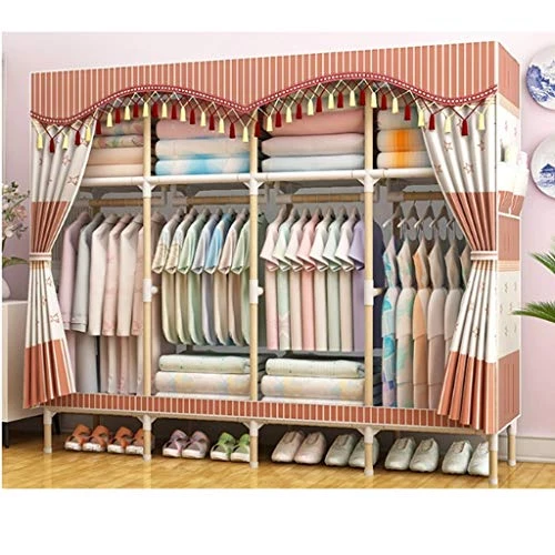 HMGGDD Simple Frame Type Bold Reinforced Cloth Wardrobe Simple Economic Assembled Wardrobe Storage Cabinet (Color : E) 2 HMGGDD Simple Frame Type Bold Reinforced Cloth Wardrobe Simple Economic Assembled Wardrobe Storage Cabinet (Color : E) - Image 2