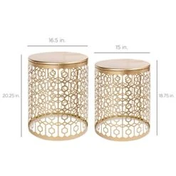 Best Choice Products Metal Accent Table, Set Of 2 Decorative Round End Tables Nightstands, Coffee Side Tables For Living Room Bedroom Office, Nesting - Gold -Best Furniture Store 51gNrUs4grL