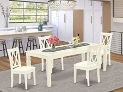 EAST WEST FURNITURE 9Pc Dining Set Includes A Rectangle Dining Table With Butterfly Leaf And Eight Double X Back Microfiber Seat Kitchen Chairs, Black Finish -Best Furniture Store 51gO50fZEXL. AC