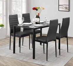 Vnewone Dining Table Set For 4,Kitchen Table And Chairs With Glass Tabletop And Heavy Metal Frame Chairs,Modern Home Furniture Suitable For Small Space Black 9 Vnewone Dining Table Set For 4,Kitchen Table And Chairs With Glass Tabletop And Heavy Metal Frame Chairs,Modern Home Furniture Suitable For Small Space Black -Best Furniture Store 51gVnOC0YDL