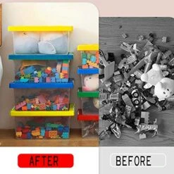 LUCKY-GO Toy Storage Organizer Bins With Lid - Stackable Plastic Organizer Box Set Of 2, Kids Toy Chests With Compatible Building Baseplate And Lid, Storage Container For Building Bricks & Toys -Best Furniture Store 51gdQlYxveL