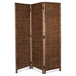 3 Panel Seagrass Room Divider - Brown Wash - Folding Sections - Partition Screen - Hand Woven Abaca - Home Decor