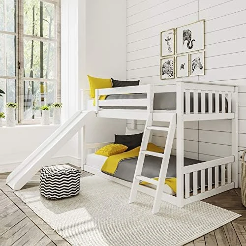 W Bunk Bed, Twin-Over-Twin Wood Bed Frame For Kids, White 9 W Bunk Bed, Twin-Over-Twin Wood Bed Frame For Kids, White - Image 9