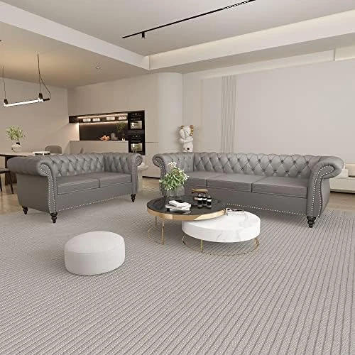 QHITTY 2 Piece Living Room Set, Sectional Chesterfield Sofa Chair Contemporary Upholstered Velvet Loveseat Couch Sets For Living Room, Bedroom, Office 12 QHITTY 2 Piece Living Room Set, Sectional Chesterfield Sofa Chair Contemporary Upholstered Velvet Loveseat Couch Sets For Living Room, Bedroom, Office - Image 12