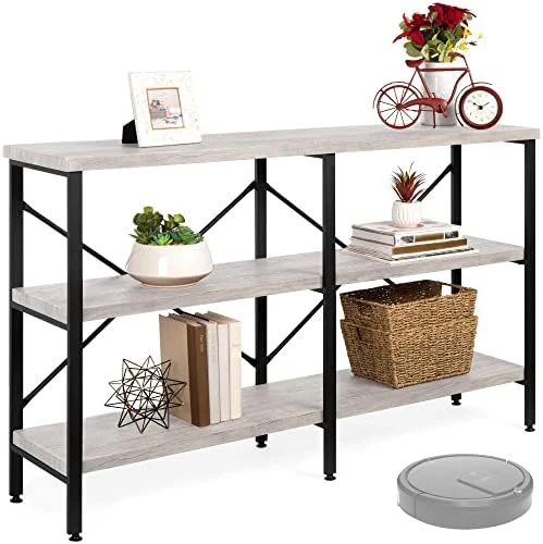 Best Choice Products Large Console Table, 3-Tier 55in Rustic, Industrial Sofa Table Storage For Living Room, Entryway, Foyer, Hallway W/EVA Non-Scratch Feet, Steel Frame - Brown 10 Best Choice Products Large Console Table, 3-Tier 55in Rustic, Industrial Sofa Table Storage For Living Room, Entryway, Foyer, Hallway W/EVA Non-Scratch Feet, Steel Frame - Brown - Image 10