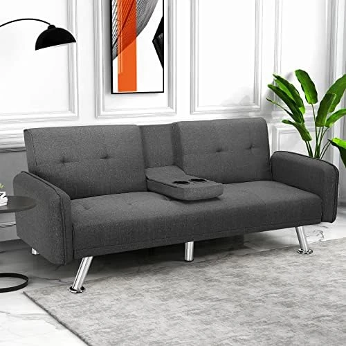 IULULU Futon Sofa Bed, Modern Convertible Armless Sleeper Couch Daybed For Studio, Apartment, Office, Small Space, Compact Living Room, Sage Grey 6 IULULU Futon Sofa Bed, Modern Convertible Armless Sleeper Couch Daybed For Studio, Apartment, Office, Small Space, Compact Living Room, Sage Grey - Image 6