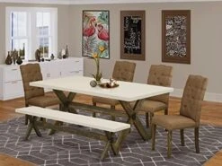 East West Furniture Dining Room Table Set, X777EL718-5 -Best Furniture Store 51h5nXH0FvL. AC