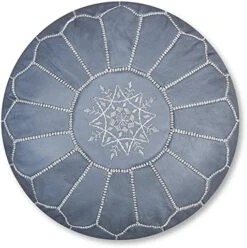 Premium Moroccan Leather Pouf - Handmade - Delivered Stuffed - Ottoman, Footstool, Floor Cushion (Cognac Brown) -Best Furniture Store 51hK8fxllSS. AC