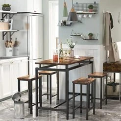 AWQM Bar Table And Stools Set, Rectangle Dining Table Set For 4, Industrial Counter Height Kitchen Bar Table And Chairs Set For Breakfast Nook, Restaurant, Apartment, Small Spaces - Rustic Brown 7 AWQM Bar Table And Stools Set, Rectangle Dining Table Set For 4, Industrial Counter Height Kitchen Bar Table And Chairs Set For Breakfast Nook, Restaurant, Apartment, Small Spaces - Rustic Brown -Best Furniture Store 51hKVrP3oBS