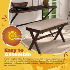GENERIC Small Bench For A Contemporary Look Upholstered Dining Beige Farmhouse Wood Rustic 7 GENERIC Small Bench For A Contemporary Look Upholstered Dining Beige Farmhouse Wood Rustic -Best Furniture Store 51hOvMk2avL