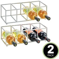 MDesign Stackable, Metal Geometric Free-Standing Water Bottle And Wine Rack Storage Organizer For Kitchen Countertops, Pantry, Fridge - Holds 8 Bottles - 2 Pack - Chrome 9 MDesign Stackable, Metal Geometric Free-Standing Water Bottle And Wine Rack Storage Organizer For Kitchen Countertops, Pantry, Fridge - Holds 8 Bottles - 2 Pack - Chrome -Best Furniture Store 51hPAPXiseL