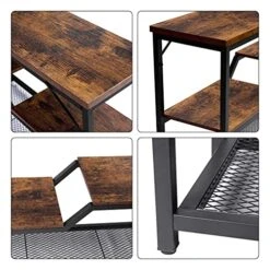 Tektalk Console Table Industrial Sofa Side Table With Metal Mesh Shelves Frame Easy Assembly For Hallway Entryway Living Room - Rustic Brown 9 Tektalk Console Table Industrial Sofa Side Table With Metal Mesh Shelves Frame Easy Assembly For Hallway Entryway Living Room - Rustic Brown -Best Furniture Store 51hW9ZWHhoS