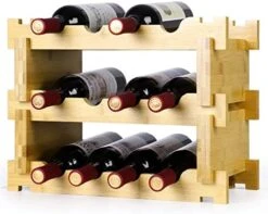 Finnhomy Wine Rack 27-Bottle 3-Tier Natural Bamboo Display Wine Storage Shelves Stackable Wine Bottle Holder -Best Furniture Store 51haC8Cb3LL. AC