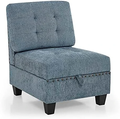 Melpomene Velvet Armless Single Chair For Modular Sectional Accent Armless Chair With Storage Space, Black (26.5“x31.25”x36.5“) (Black, Single Chair) 4 Melpomene Velvet Armless Single Chair For Modular Sectional Accent Armless Chair With Storage Space, Black (26.5“x31.25”x36.5“) (Black, Single Chair) - Image 4