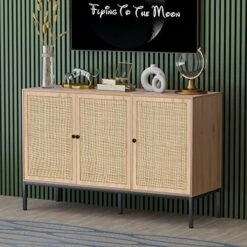 Yechen Set Of 2 Sideboard Storage Cabinet With Handmade Natural Rattan Doors, Accent Cabinet Rattan Cabinet Buffet Cabinet With Storage, For Living Room, Dining Room, Entryway, Kitchen, Nature 2 -Best Furniture Store 51hnDnbgPQL. AC