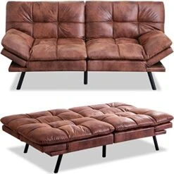 Opoiar Faux Leather Sleeper Sofa,Memory Foam Futon Sofa Bed,Foldable Couch Sleeper,Compact Sofa Padded With Metal Legs, Modern Convertible Loveseat Sofa For Living Room,Apartment,Studio,Brown 12 Opoiar Faux Leather Sleeper Sofa,Memory Foam Futon Sofa Bed,Foldable Couch Sleeper,Compact Sofa Padded With Metal Legs, Modern Convertible Loveseat Sofa For Living Room,Apartment,Studio,Brown -Best Furniture Store 51htqJDJp0L