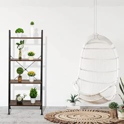 Vagowin 4 Tier Ladder Shelf, Rustic Ladder Bookshelf With Steel Frame For Living Room, Bedroom, Farmhouse, Office, Vintage Brown -Best Furniture Store 51huTT7rKlL