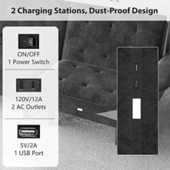 Charging Futon Sofa Bed, Velvet Convertible Sleeper Sofa Tufted Upholstered Couch With Adjustable Backrest & Armrest, Modern Accent Loveseat USB Chargeable Couch Bed For Home Living Room (Black) 8 Charging Futon Sofa Bed, Velvet Convertible Sleeper Sofa Tufted Upholstered Couch With Adjustable Backrest & Armrest, Modern Accent Loveseat USB Chargeable Couch Bed For Home Living Room (Black) -Best Furniture Store 51hwiVdCDaL