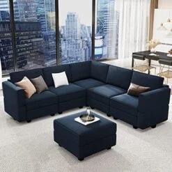 Belffin Modular Velvet Sectional Sofa With Chaise Lounge Sectional Sleeper Sofa With Storage Chaise Sofa Bed Couch For Living Room Blue… -Best Furniture Store 51i3eutlq6L. AC