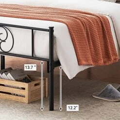 Queen Bed Frame Platform With Headboard And Footboard Metal Bed Mattress Foundation With Storage No Box Spring Needed Black (Queen) -Best Furniture Store 51i55QDvfeL