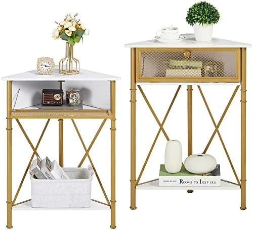 VECELO Cabinet/Table, 3-Tier Display Shelves With Protection Door, Metal Frame Storage Shelf Organizer For Small Space, Living Room, Kitchen, Bathroom, Set Of 2, Grey+Black 8 VECELO Cabinet/Table, 3-Tier Display Shelves With Protection Door, Metal Frame Storage Shelf Organizer For Small Space, Living Room, Kitchen, Bathroom, Set Of 2, Grey+Black - Image 8