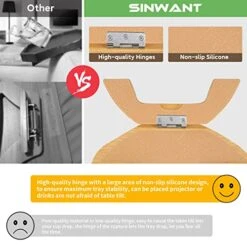 SINWANT Bamboo Sofa Tray Table Clip On Side Table Couch Arm With 360° Rotating Phone Holder, Couch Tray For Arm, Sofa Table For Eating/Drinks/Snacks/Remote/Control -Best Furniture Store 51iSMJ0tPBL