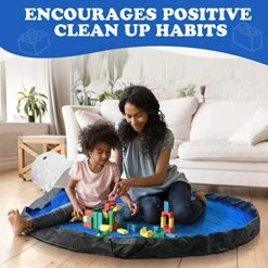 Toy Storage Basket And Playmat - Large Toy Basket With Drawstring Play Mat - All In One Canvas Slide Away Toy Storage - Draw String Toy Bag Storage For Girls & Boys -Best Furniture Store 51iVDDqHRJL