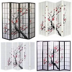 4-Panel Blossom Screen Room Divider, Black