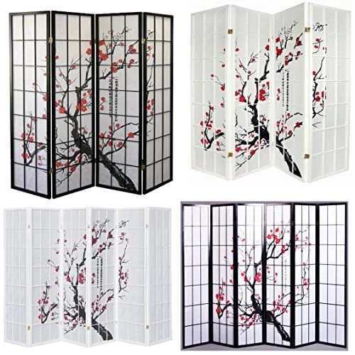 4-Panel Blossom Screen Room Divider, Black 1 4-Panel Blossom Screen Room Divider, Black