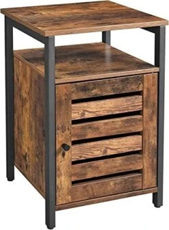 TINKLE WELL Nightstand, Industrial Side Open Shelf, Bedside Desk With 2-Tier Adjustable Storage For Bedroom, Living Room, End Table Set Of 1, Greige -Best Furniture Store 51iaORg4C3L. AC
