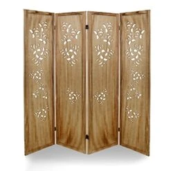 ECOMEX 4 Panel Room Divider, Room Dividers And Folding Privacy Screens, Folding Room Divider 4 Panel, Freestanding Room Dividers For Bedroom Home Office Studio, Brown