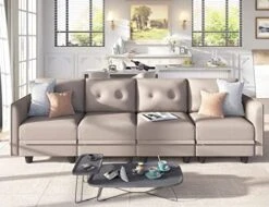 LLappuil Modular Sofa Faux Leather Fabric 112" Sectional Couch 4 Seater With Storage Seats Modern Sectional Sofa For Living Room, Office, Aqua Blue -Best Furniture Store 51iqOPLsfJL. AC