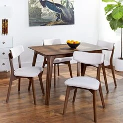 Christopher Knight Home Megann Mid-Century Wood Dining Set With Fabric Chairs, 5-Pcs Set, Natural Walnut / Light Beige 9 Christopher Knight Home Megann Mid-Century Wood Dining Set With Fabric Chairs, 5-Pcs Set, Natural Walnut / Light Beige -Best Furniture Store 51isx2SOlBS