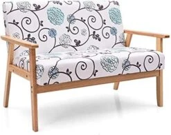 POWERSTONE Modern Upholstered Loveseat, Fabric Loveseat Sofa Couch Wooden 2-Seat Armchair For Home And Office (Yellow, Loveseat) -Best Furniture Store 51iy26B21KL. AC