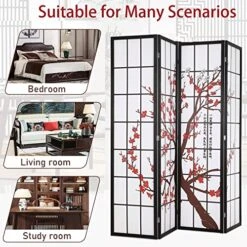 Room Divider 6Ft Folding Privacy Divider 4 Panel Portable Room Seperating Chinese Style Dividers Japanese Screen Wall Divider Wood Divider Tall Freestanding Partition Screen, White 9 Room Divider 6Ft Folding Privacy Divider 4 Panel Portable Room Seperating Chinese Style Dividers Japanese Screen Wall Divider Wood Divider Tall Freestanding Partition Screen, White -Best Furniture Store 51j13BqpvfL