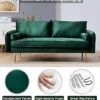 SLEERWAY Velvet Couch With 2 Small Pillows, Modern Loveseat Sofa Twin Size Contemporary Sofas For Living Room And Bedroom (Green)