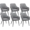Yaheetech Dining Chairs Velvet Accent Armchairs Living Room Chairs With Steel Legs Upholstered Modern Tub Chairs With Backrest Armrest For Lounge Living Room Dining Room, Set Of 6, Gray