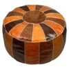 Bohepuffex Handmade Moroccan Pouf Foot Stool Round & Large Storage Cover Bohemian Style Ottoman An Exotic Décor For Living Room Bedroom Or Wedding Gifts Faux Leather Unstuffed Only Cover (color Block)