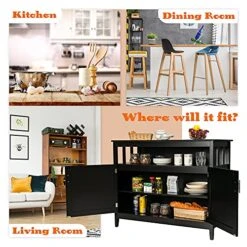 LOKO Buffet Cabinet With Storage, Freestanding Kitchen Cabinet With Adjustable Shelf, Storage Sideboard Console Table, 45 X 20 X 36 Inches (Black) -Best Furniture Store 51jJfqLsf8L
