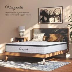 Queen Mattresses, Vesgantti 10 Inch Hybrid Queen Size Mattress In A Box, Pillow Top Queen Bed Mattress, Gel Memory Foam And Pocket Coils Innerspring Mattresses, Pressure Relief, Medium Firm Plush Feel