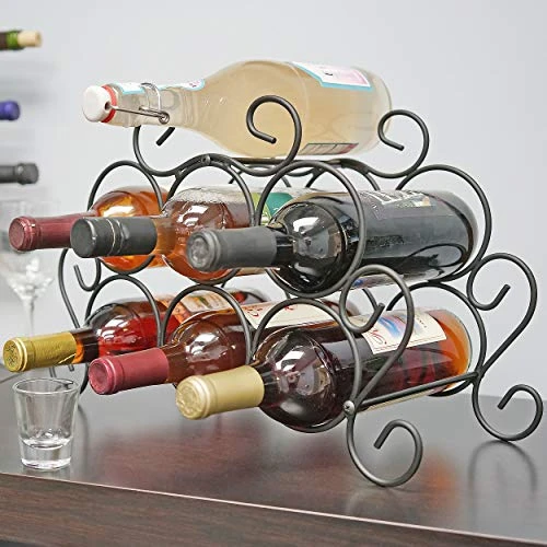 Southern Homewares 7-Bottle Minuet Free Standing Wine Rack W/Scroll Design For Kitchen Organization Of Wine Spirit Bottles - SH-10048 5 Southern Homewares 7-Bottle Minuet Free Standing Wine Rack W/Scroll Design For Kitchen Organization Of Wine Spirit Bottles - SH-10048 - Image 5