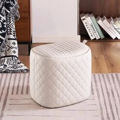 YOUNUOKE Storage Ottomans For Living Room Faux Leather Chest Ottoman Bench Footstools Saddle Foot Rest Stool With Padded Seat For Bedroom Dining Room And Entryway,Grey -Best Furniture Store 51jRxdJqZFL. AC