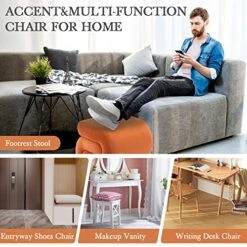 LETESA Modern Velvet Upholstered Ottoman, Exquisite Small End Table, Soft Foot Stool With S-Shape, Dressing Makeup Chair, Comfortable Seat For Living Room, Bedroom, Entrance (Orange, S-Shape) -Best Furniture Store 51jbwMni2EL