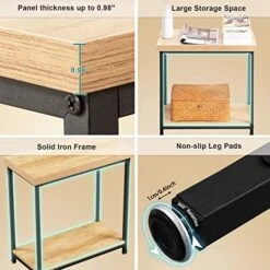 WOODYNLUX End Table - 2-Tier Narrow Side Table With Open Storage, Slim Nightstand For Bedroom, Living Room, Couch, Hallway, Spacious And Skinny, Modern Console Table With Sturdy Metal Frame -Best Furniture Store 51jlm7oGWmL