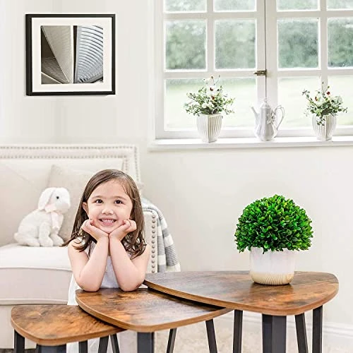 VASAGLE Industrial Nesting Coffee Table, Set Of 3 End Tables For Living Room, Stacking Side Tables, Easy Assembly, Wood Look Accent Furniture With Metal Frame, Rustic Brown And Black ULNT13X 2 VASAGLE Industrial Nesting Coffee Table, Set Of 3 End Tables For Living Room, Stacking Side Tables, Easy Assembly, Wood Look Accent Furniture With Metal Frame, Rustic Brown And Black ULNT13X - Image 2