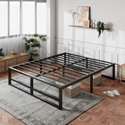 14'' Metal Platform Queen Bed Frame With Strong Steel Slats Support/Sufficient Storage Space/Mattress Foundation/No Box Spring Needed/Easy Assembly -Best Furniture Store 51k04kvRUZL